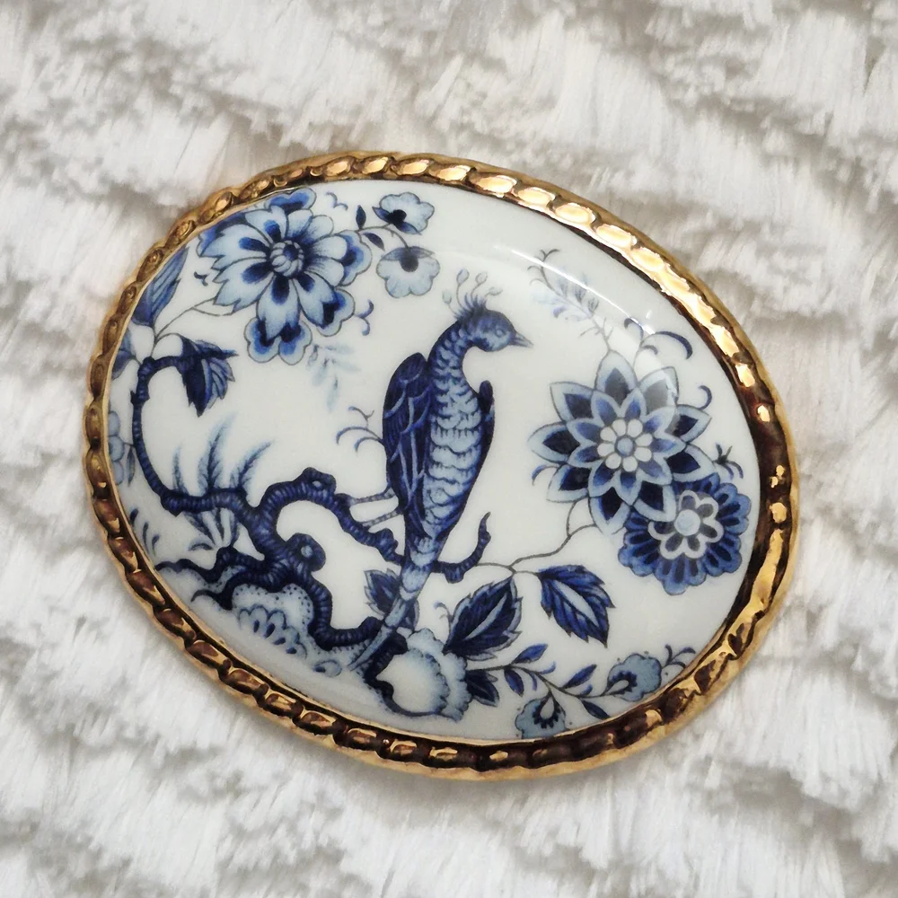 Vintage Aynsley Peacock Floral Brooch Pin - Picture 3 of 5
